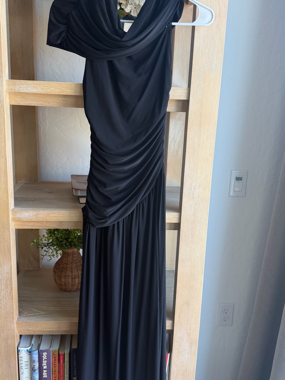 PrettyLittleThing Black Draped Maxi Dress